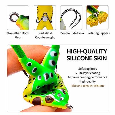 Syosisny 5pcs Topwater Frog Lure Set with Weedless Hooks, Soft Fishing Lures with Realistic Design, Perfect for Bass Fishing