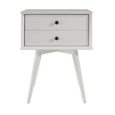 Mid Century Modern 2 Drawer Tall Nightstand With Shelf White - Prepac :  Target