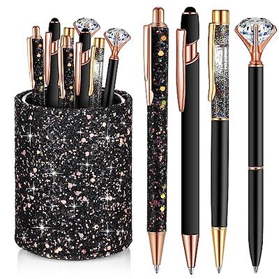 3pcs Pp Ballpoint Pen Glitter Sequin Writing Smoothly Crystal Press Type Pen  For School Supplies Girls Boys Office Journaling Pens Draw, Rose Gold