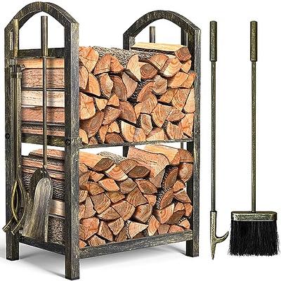 Amagabeli Firewood Rack Indoor 5 Pieces Fireplace Tools Set Fire