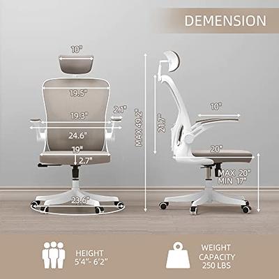 Monhey Ergonomic Office Chair Office Chair with Lumbar Support & Headrest &  Flip-up Arms Height Adjustable Rocking Home Office Desk Chairs Swivel High