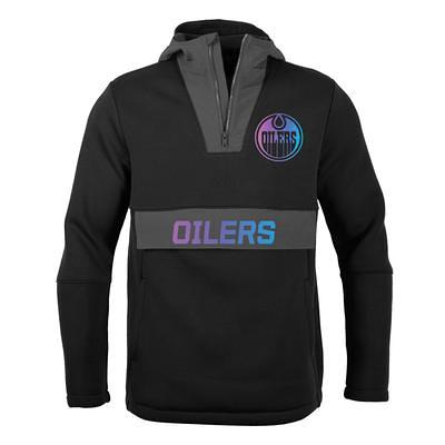 Men's Antigua Heather Gray/Black Edmonton Oilers Victory Colorblock Quarter-Zip Pullover Top