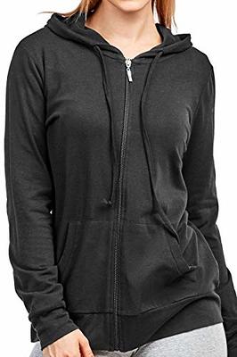 Women's Zip Up Cotton Light Hoodie Jacket (M, Black) - Yahoo Shopping