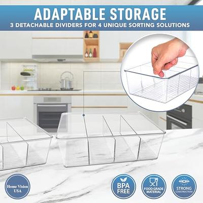 4 Pack Pantry Organization and Storage Bins - Plastic Storage Bins with  Dividers - Stackable Storage Bins for Fridge and Cabinets - Kitchen  Organization Pantry Storage Fridge Organizer - Yahoo Shopping