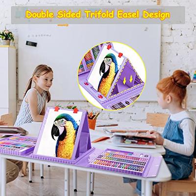 PRASNE 152 PCS Double Sided Trifold Easel Art Set, Portable