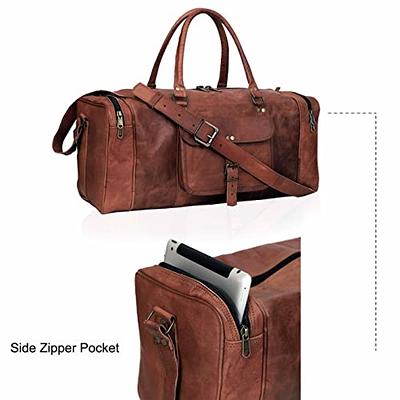 KomalC Leather Travel Duffel Bags for Men and Women Full Grain Leather