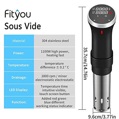 Sous Vide Machine, Sous Vide Cooker 1100W, Immersion Circulator Cooker,  Stainless Steel with Touch Control, Accurate Temperature, Time Control and