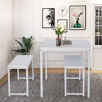 Jakahri 3 - Piece Dining Set Latitude Run® Table Top Color: White