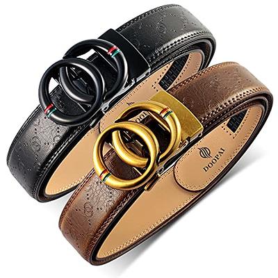 Dubulle Designer Ratchet Belt for Men Leather Fashion Adjustable Automatic Buckle Sliding Removable Dress Casual