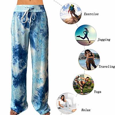 iniber Women's Comfy Stretch Tie Dye Lounge Pants Wide Leg Casual Drawstring  Pajamas with Laundry Bag - Yahoo Shopping