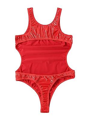 Zaldita Men's Shiny Wetlook PVC Leather Bodysuit Tank Bikini Leotard Open  Back Swimsuits Swimwear Red 4X-Large - Yahoo Shopping