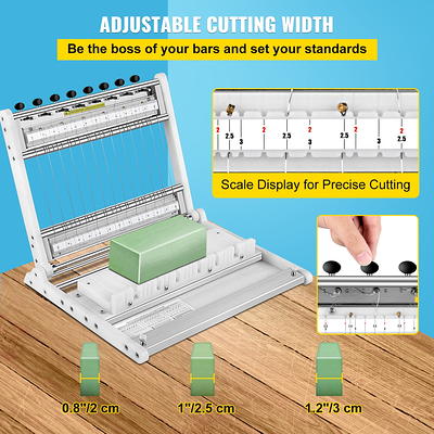 Soap Cutter, Cuts 1-15 Bars, 0.8/1/1.2 inch Adjustable Width Slicer with  Size Scale, Stainless Steel Multi Handmade Soap Wire Cutting Machine for  Candles Trimming Cheese Butter DIY Making Tool