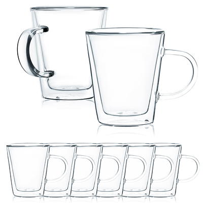 CNGLASS Double Wall Glass Tea Cup Set of 4,100ml Asian Insulated Clear  Teacups,Small Espresso Cup for Coffee