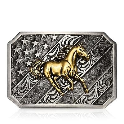 QQA Western Cowboy Belt Buckle Fashion Gold Eagle/Bull/Wolf/Cross and  Prayer Horse Pattern Belt Buckles for Men Women - Yahoo Shopping