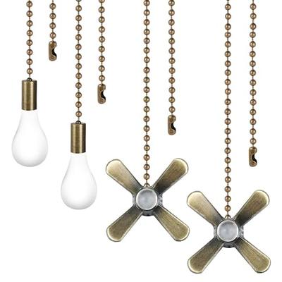SUR-CIEL 4PCS Ceiling Fan Pull Chain, Bulb and Fan Pattern Pull Chain  Extension, Decorative Ceiling Fan Pull Chain Extender, 12 Inches Fan Pulls  Chain with 3mm Diameter Ball Beaded Chain, Bronze 