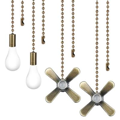 SUR-CIEL 4PCS Ceiling Fan Pull Chain, Bulb and Fan Pattern Pull