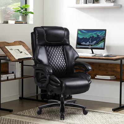 Efomao Desk Office Chair,Big High Back PU Leather Computer Chair,Executive  Swivel Chair with Leg Rest and Lumbar Support,Black Office Chair - Yahoo  Shopping