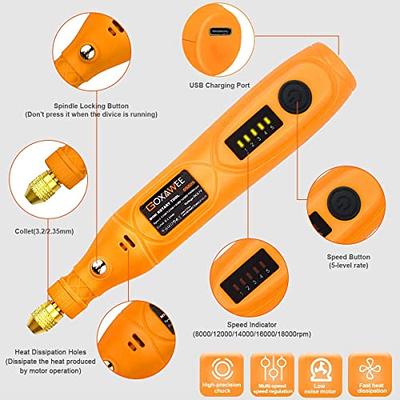 Enertwist 4V Max Cordless Rotary Tool Kit, 3-Speed Lithium-ion Battery  Powered Mini Drill with 35-Pieces Accessories, USB Charging Cable, Collet  Size