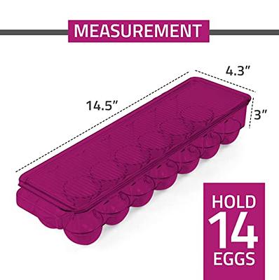 Vtopmart 2 pack Egg Holder for fridge 14 eggs Stackable Plastic Egg Tray lid