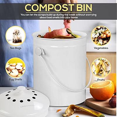 Kitchen Compost Bin for Kitchen Countertop Compost Bucket for Kitchen with  Lid Includes 1 Spare Charcoal Filter