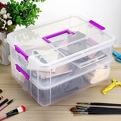 BTSKY Stack & Carry Box, Clear Plastic Storage Container Stackable Home  Utility Box with Removable Tray Multi-Purpose Storage Bin for Organizing  Stationery, Sewing, Art Craft Supplies (Black) : Arts, Crafts & Sewing 