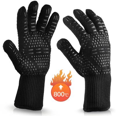 Cubilan BBQ Gloves, Black Grilling Gloves Heat Resistant Oven