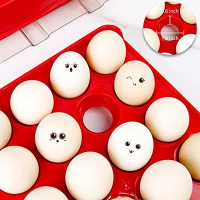 2 Pack Red Ceramic Half Dozen 6 Egg Tray Holder for Countertop, Refrigerator