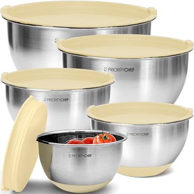 PriorityChef Mixing Bowls with Airtight Lids Set, 1.5/2/3/4/5 QRT Blue