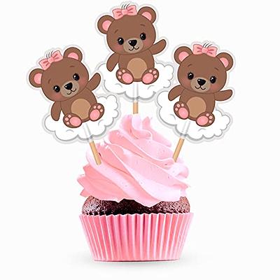 : ibasenice 4pcs Christmas Bear Cupcake Toppers Picks