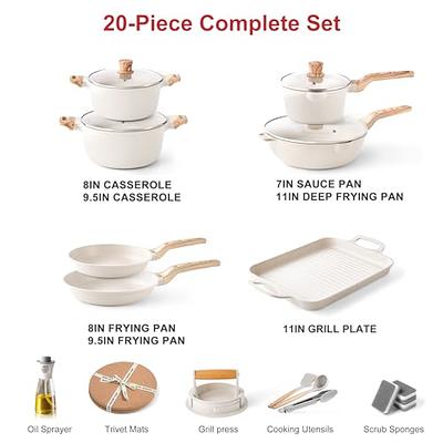 Caannasweis 11 Pieces Nonstick Cookware Sets Kitchen Pots and Pans Set  Kitchen Non Stick Frying Pan Granite Cooking Set Saucepan, PFOS, PFOA Free