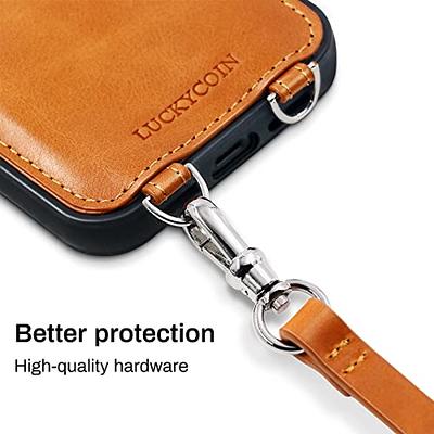 DEFBSC Compatible with iPhone 13 Pro Max Case, Crossbody Wallet Case,  Adjustable Detachable Lanyard Neck Strap with Kickstand Leather Card Holder