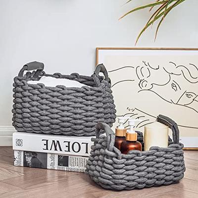 Honey Can Do 7-Piece Twisted Paper Rope Woven Bathroom Storage Basket Set, Gray