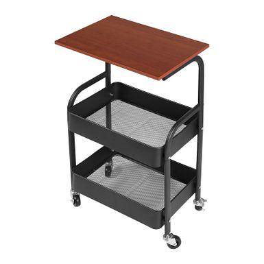 Mind Reader Woodland Collection, Rolling 3-Tier Cart with 3 Wooden Baskets,  Utility Cart, Bar Cart, Lockable Wheels, Brown 3TCARRY-BLK - The Home Depot