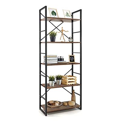 Furologee 5 Tier Bookshelf with Drawer, Tall Narrow Bookcase with Shelves,  Wood and Metal Book Shelf Storage Organizer, Industrial Display Standing Shelf  Unit for Bedroom, Living Room, Rustic Brown - Yahoo Shopping