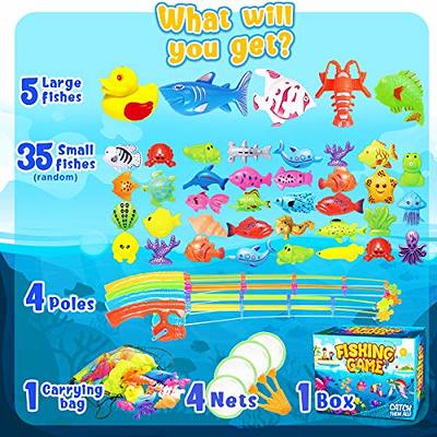 Kids Bath Toys Magnetic Fishing Game Swimming Fish Duck Whale Toys - 5  Pieces