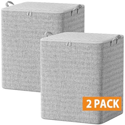  Sineda 3 Pack Closet Organizers and Storage - 19 Gallon  Collapsible Storage Bins with Door and Lids, Stackable storage containers  for Clothing, Books, Bedding and Toys.(19Gal-3Pack, Milk White)