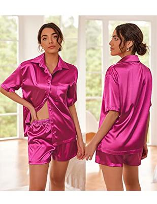 Avidlove Women Pajamas Set Notch Collar Soft Sleepwear Pjs Short Sleeve  Button Down Nightwear with Long Pants A-pink at  Women's Clothing  store