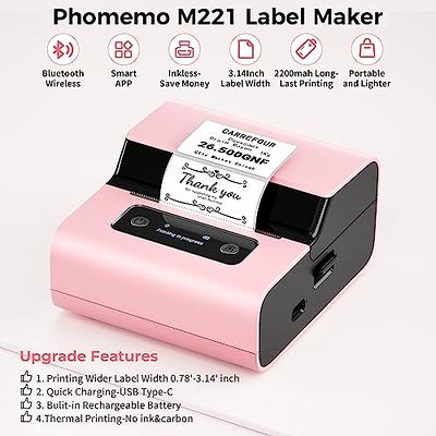 Phomemo Label Makers- Barcode Label Printer M221 3 Inch Label Maker  Bluetooth Thermal Printer for Small Business/Home Use, for Barcode,  Address, Logo