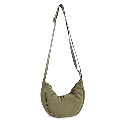 Nylon Crescent Crossbody Bag for Women Trendy Men,Small Travel Sling Bag  Hobo,Lightweight Fanny Pack with Zipper Adjustable Strap,Round Soft  Shoulder Pouch Bag for Work Sport School(Olive Green) : :  Clothing, Shoes 