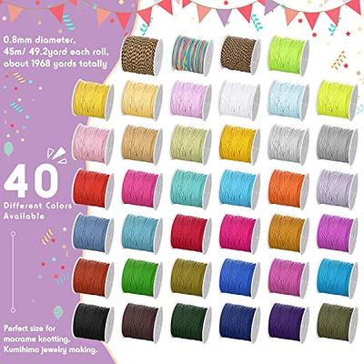 1.5mm Nylon Elastic Cord String for Bracelet White Satin Nylon Stretch Cord  Nylon Hand Knitting Cord Stretchy Bracelet String Bead Cord for Bracelet  Beading Jewelry Making(1*100 Yards, Rainbow) 