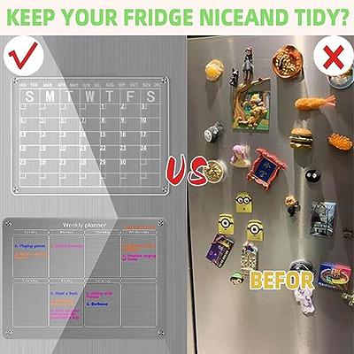 Magnetic Acrylic Monthly and Weekly Calendar for Fridge Black Dry Erase Acrylic Refrigerator Calendar Planning Board Includes 6 Colorful Markers for