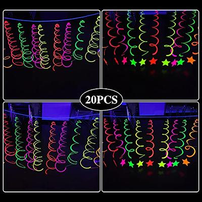 20 Pieces Neon Glow Party Supplies Set, Hanging Swirl Decorations