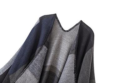 Urban CoCo Women's Color Block Shawl Wrap Open Front Poncho Cape