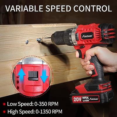 FADAKWALT 20V MAX Cordless Drill Set,Power Drill Kit with Lithium-Ion and  charger, 3/8-Inch Keyless Chuck, 2 Variable Speed 21+1 Torque Setting Power