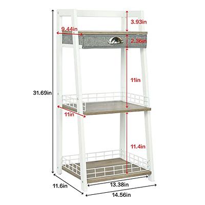  keomaisyto 3-Tier Bathroom Ladder Shelf, Floor Storage Shelf  with Drawer, Freestanding Open Tower Shelving Unit for Bathroom Living Room  Balcony（White） : Home & Kitchen