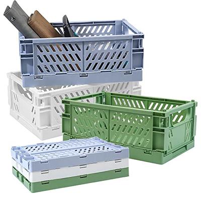 4-Pack Mini Plastic Baskets for Shelf Storage Organizing, Durable and  Reliable Folding Storage Crate, Ideal for Home Kitchen Classroom and Office