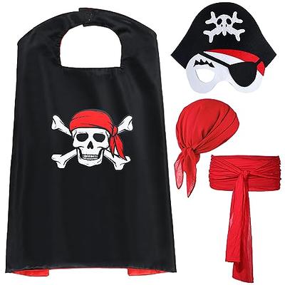 3 Sets Pirate Party Supplies with 3 Pcs Red Pirate Head Bandana, 3 Pcs Felt Pirate Eye Patches and 3 Pcs Stuffed Parrot on Shoulder Pirate Costume