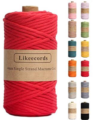 MACRAME SOFT COTTON CORD RECYCLED 4 MM - 1 SINGLE STRAND - COLOR