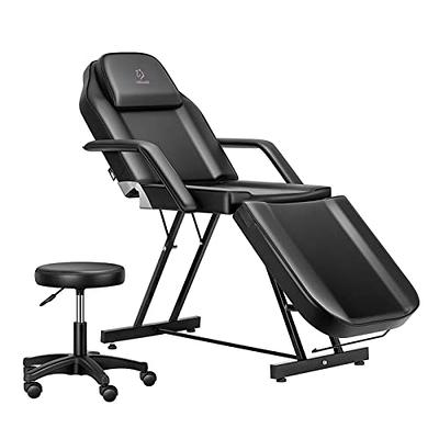 OmySalon Electric Massage Table Salon Spa Facial Bed with Hydraulic Stool  Black/White