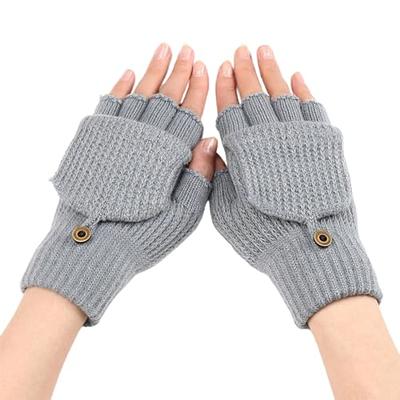 ViGrace Winter Knitted Convertible Fingerless Gloves Wool Mittens Warm Mitten  Glove for Women and Men at  Women's Clothing store